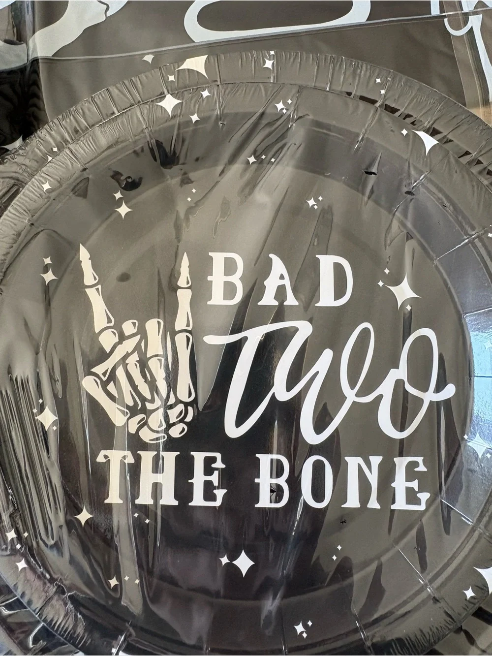 Halloween 'Bad to the Bone' Black Party Tableware Set